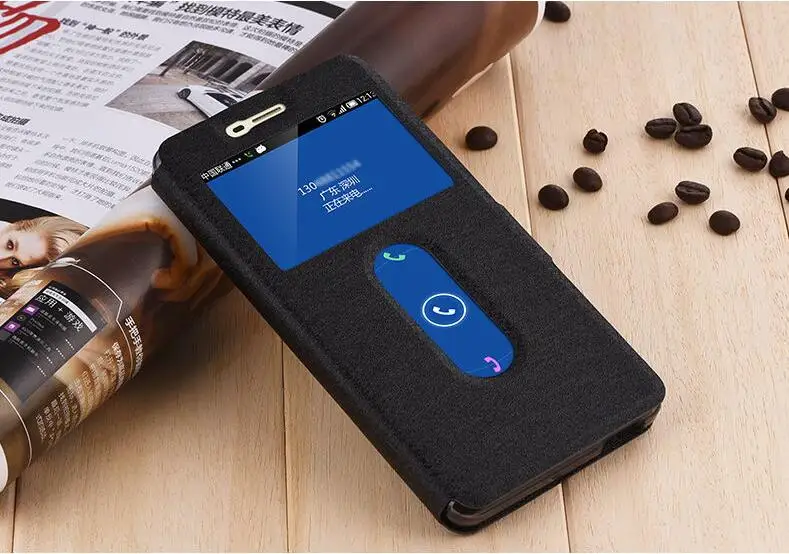 Черный Чехол с откидным окошком для zte V5 Pro, чехол, роскошный Шелковый кожаный чехол для zte V5 Pro N939ST, защитная сумка для телефона, чехол и задняя крышка - Цвет: Черный