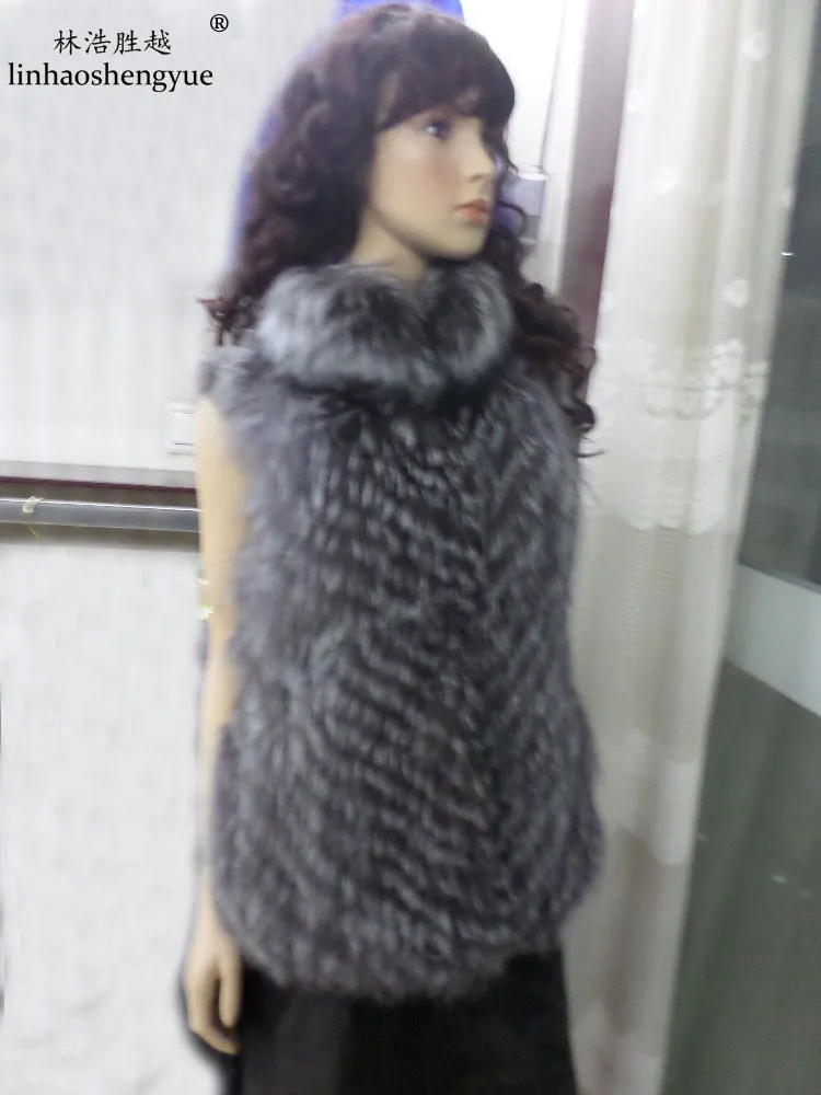 Linhaoshengyue 2014 г. Женский жилет из серебристого лисьего меха|fur snow boots women|fur waistcoatfur winter