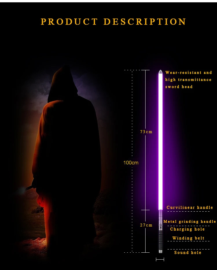 100 см светильник saber Jedi Sith Luke светильник Saber Force FX Heavy Dueling перезаряжаемая цветная звуковая Блокировка с металлической ручкой
