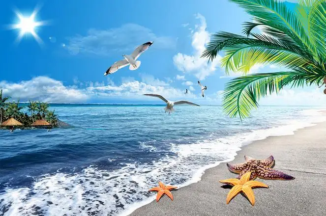 3d обои из ПВХ напольное покрытие морской пейзаж Пляжная 3D картина пола