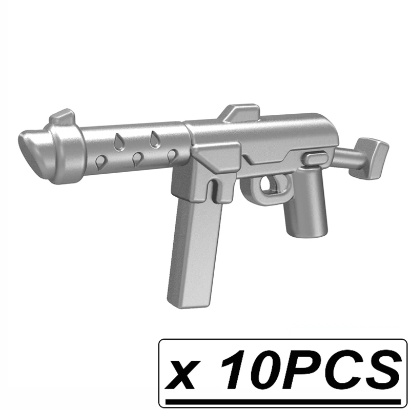 10 шт./лот WW2 пушки военное оружие винтовка машина Submachine SMG SWAT MOC части строительные блоки кирпичи игрушки для детей - Цвет: 10pcs PJ0103