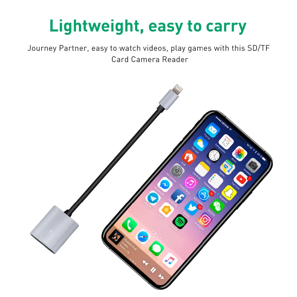2 в 1 Lightning порт SD TF кард-ридер для цифровой камеры для iPhone iPad iPod кард-ридер кабель OTG адаптер