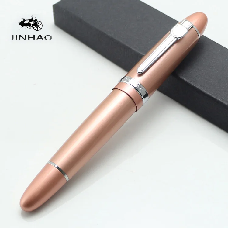 JINHAO 159 Ручка роллер розовое золото Толстая черная фиолетовая Золотая отделка