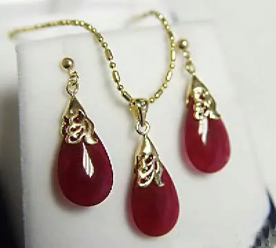 Красивые ювелирные изделия красный драгоценный камень капельная подвеска