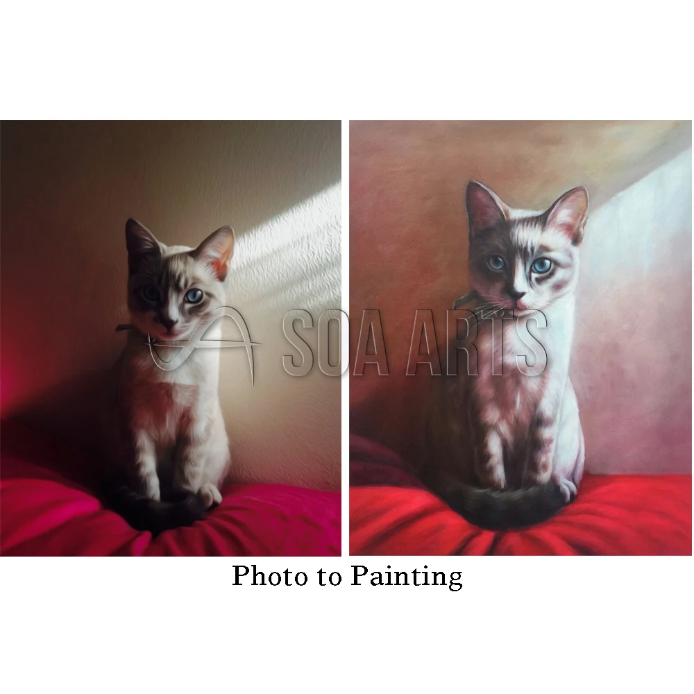 Пользовательские домашнее животное кот Картина маслом на холсте от фото для