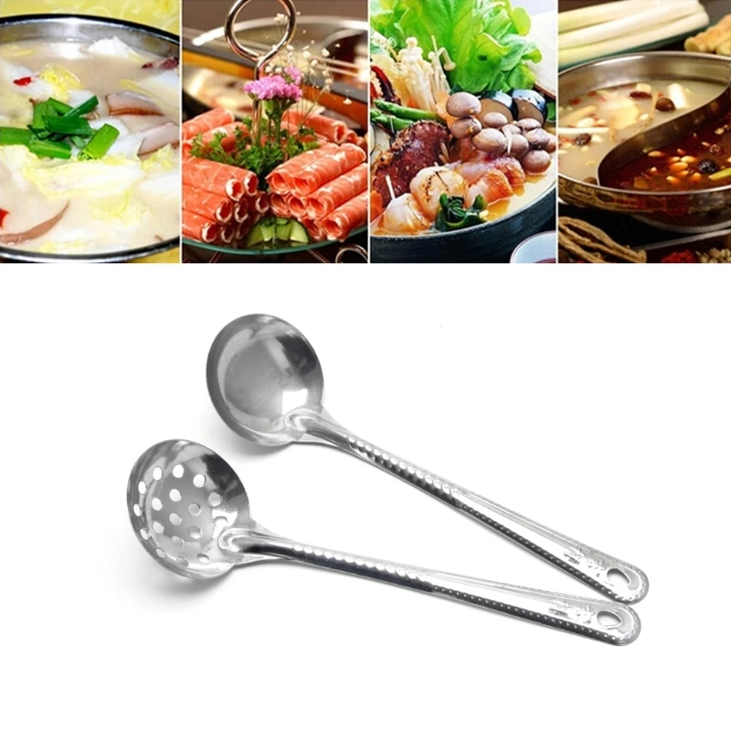 2 шт. Нержавеющая сталь большая ложка для супа Черпак шумовка дуршлаг фильтр