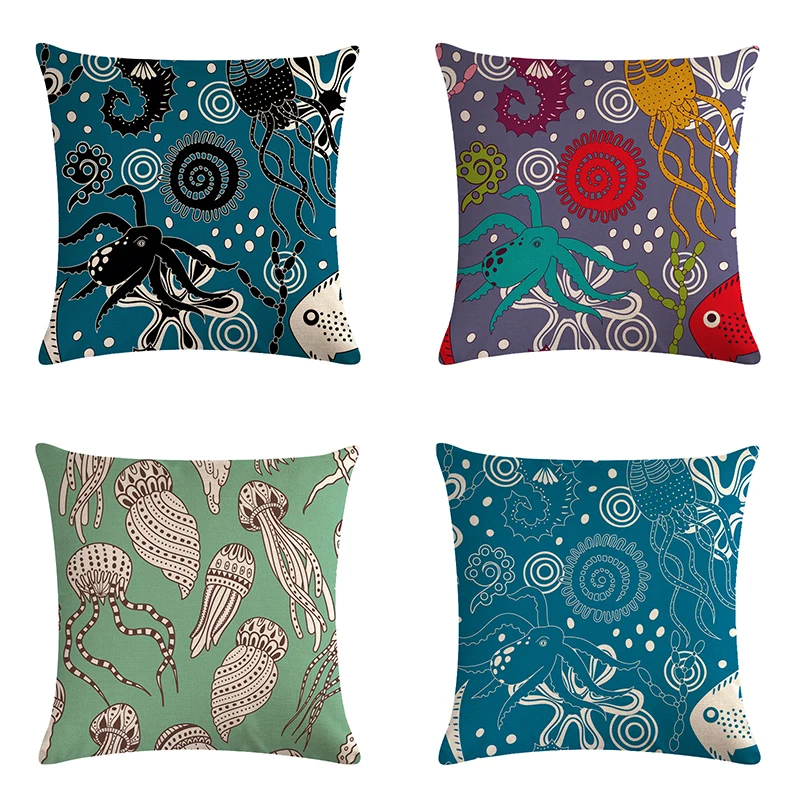 

Морская Подушка-рыба, чехол Осьминог для домашнего декора, декоративный чехол для подушек, наволочка для подарка ZY652