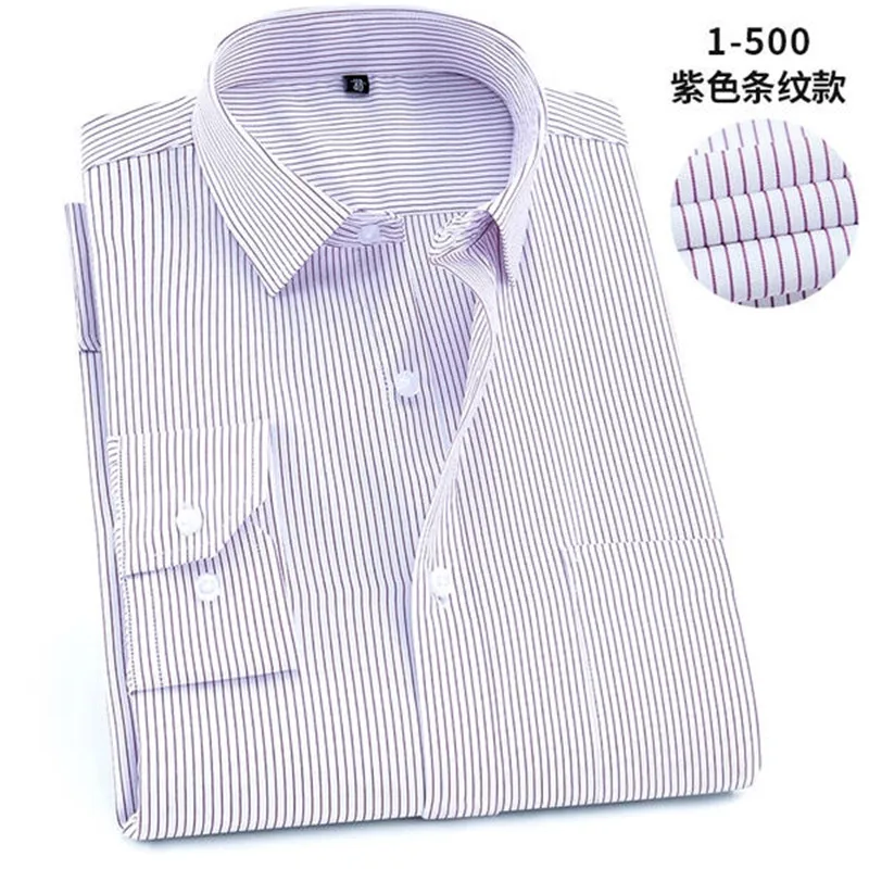 1-500 Новинка, мужские рубашки,, одноцветные, размера плюс, 8XL, облегающие, хлопок, длинный рукав, мужская повседневная рубашка, весна, осень - Цвет: 1-500