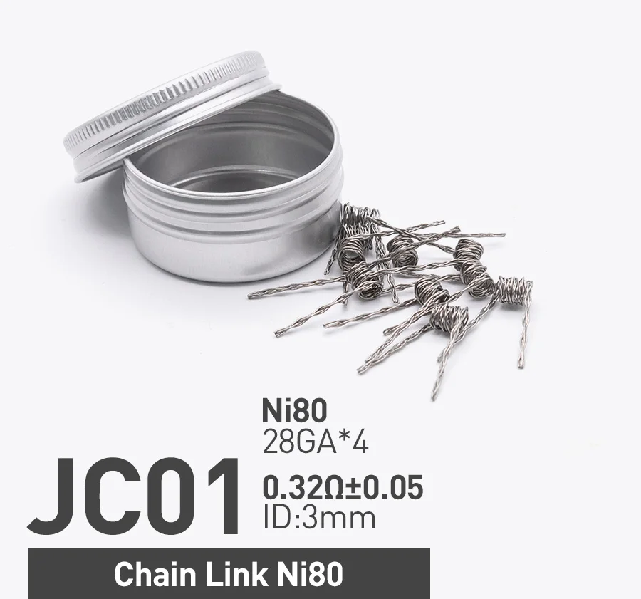 Chain Link Ni80 Volcanee Ni80 готовые катушки чужой V2 параллельно Fused Clapton Coil готовых для Зевса RTA атомайзер Vape "сделай сам"(10 шт./упак - Цвет: Chain Link Ni80