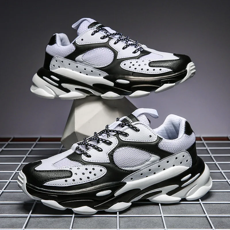Новинка 2019 модные мужские кроссовки из лайкры дышащая обувь на массивном каблуке