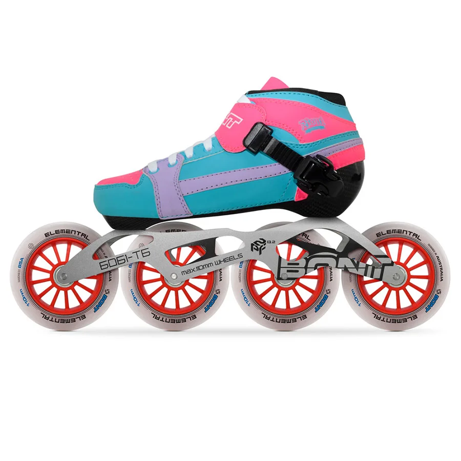 Оригинальные Bont преследование Скорость роликов Heatmoldable углеродного волокна загрузки 6061 рамки элементарной 4*90/100/110 мм колеса Patines