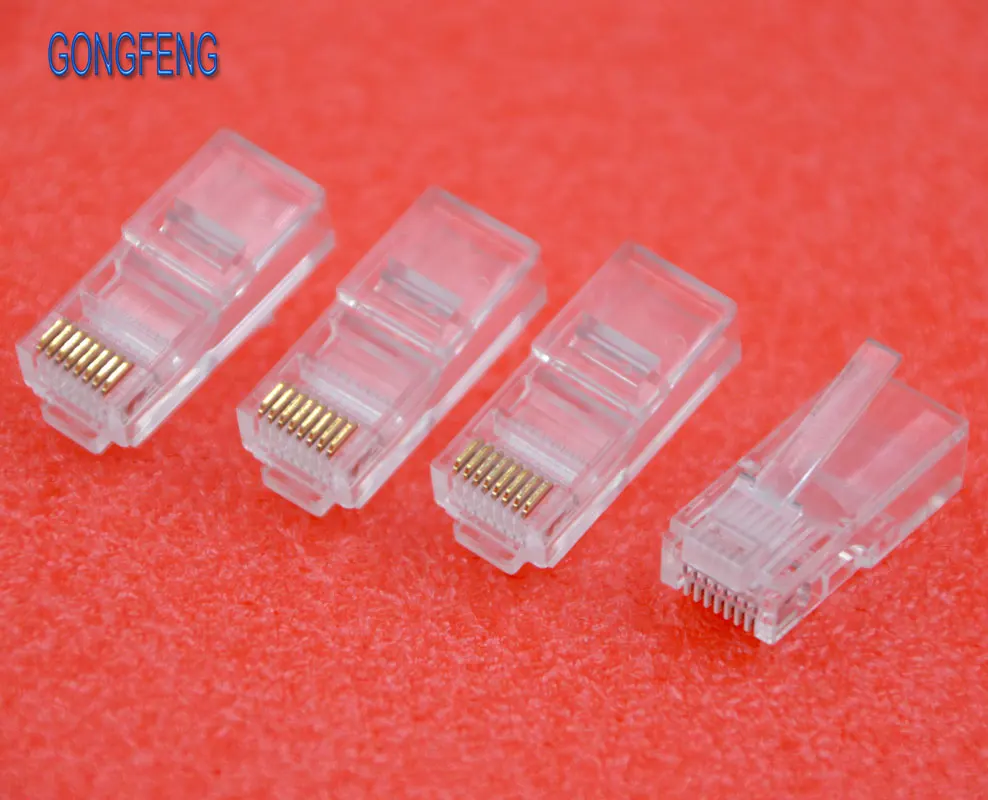 GONGFENG 10 шт. промышленный Расширенный 8P8C RJ45 сетевой разъем CAT5e позолоченный