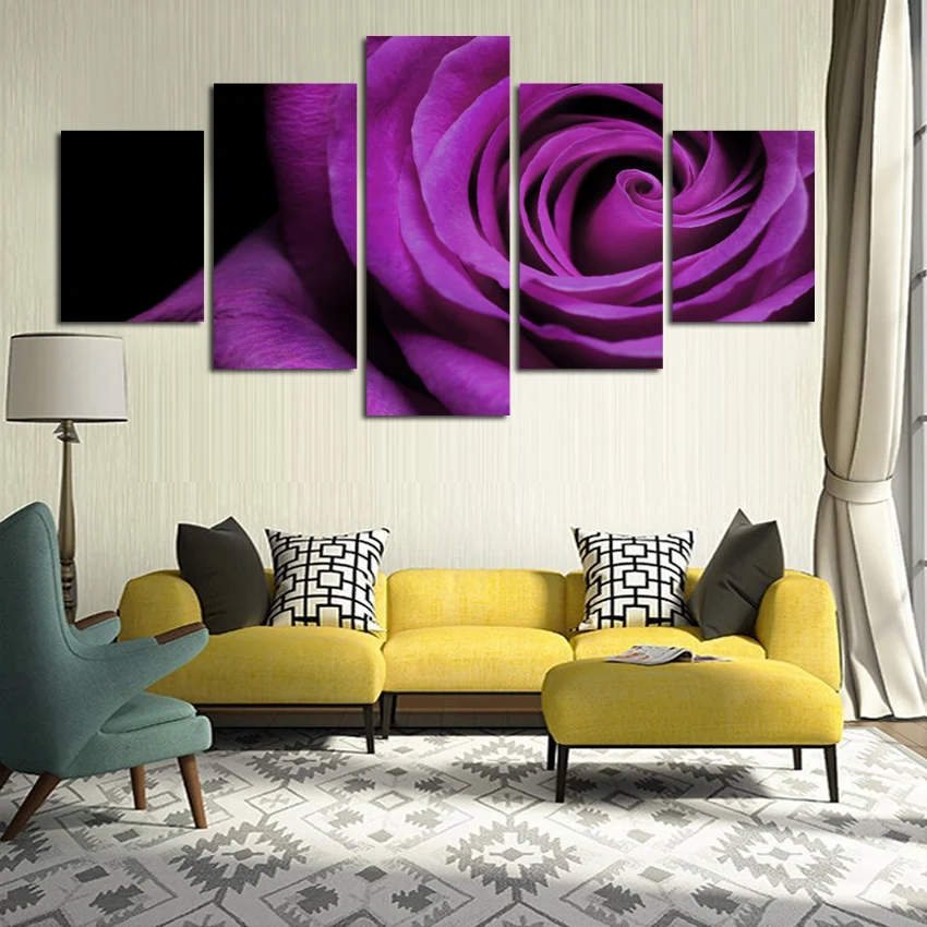 fashion Hot Sell Purple roses Flower Simple Cute Paintings For Living Room Such Beauty Picture Canvas Printed Unframed | Дом и сад