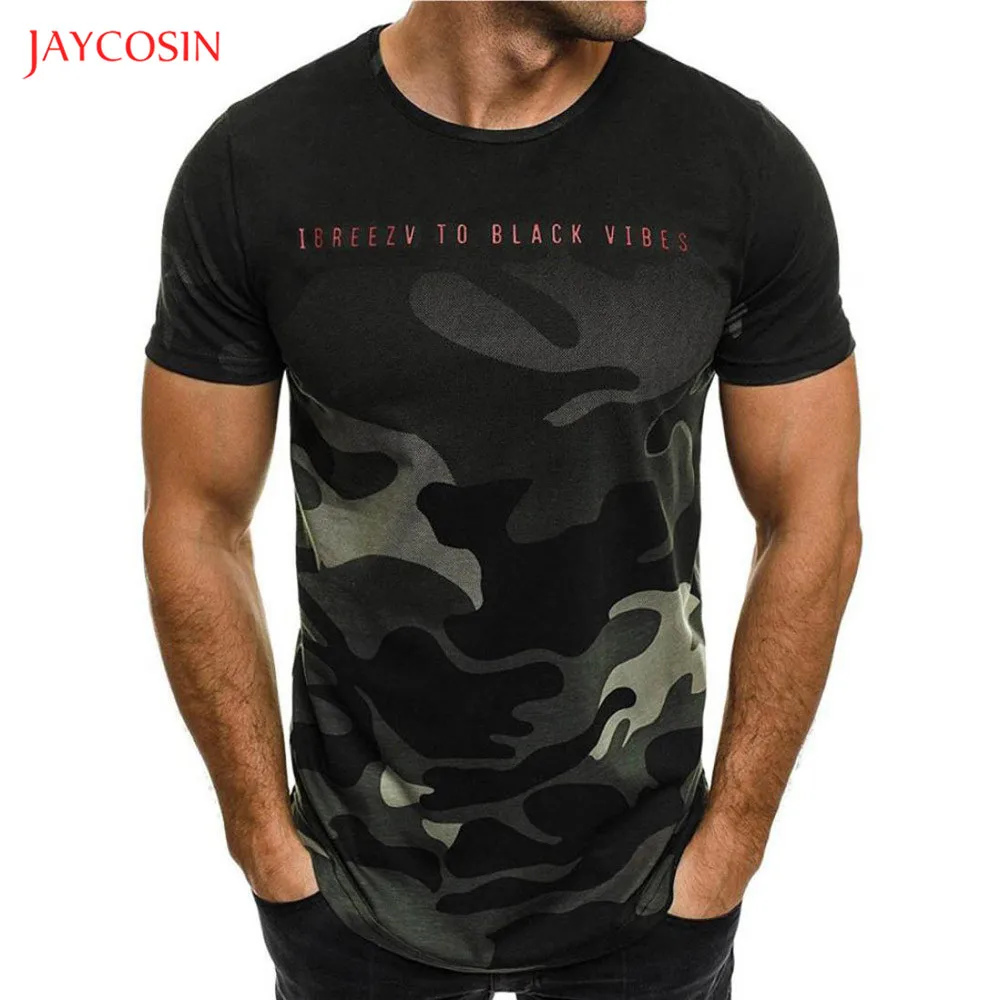Jaycosin одежда для мужчин с коротким рукавом камуфляжная Футболка Топ Повседневная