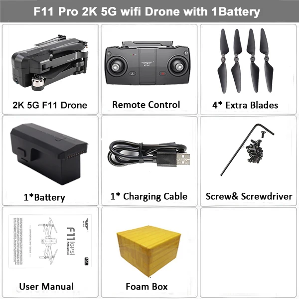 2K 1B FB SJRC F11 Pro gps Дрон с 2K широкоугольной камерой 5G Wifi 500m FPV Бесщеточный Квадрокоптер 28 минут время полета Радиоуправляемый Дрон VS SG906 B4W - Color: 2K 1B FB