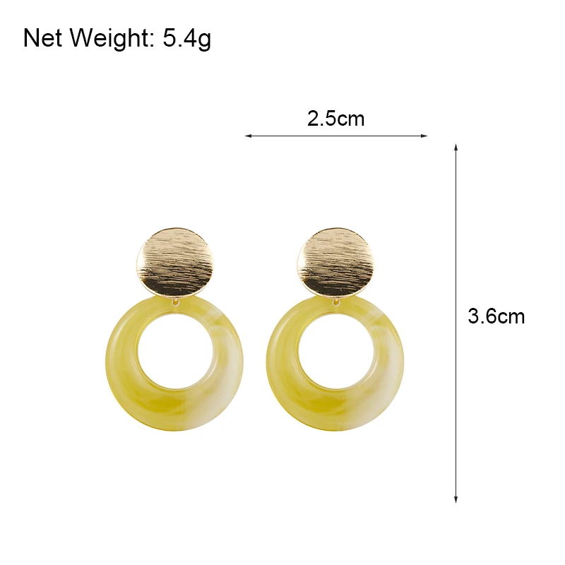 Женские круглые серьги капельки AENSOA бежево желтые полимерные сережки
