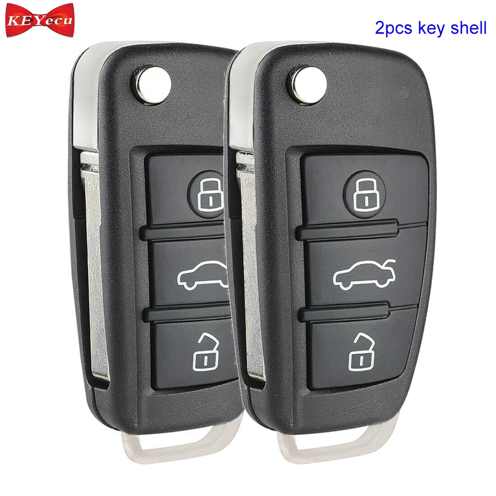 KEYECU 2 шт. для Audi A2 A3 A4 A6 A6L A8 TT Quattro Q7 S6 складной пульт дистанционного управления автомобильный ключ чехол Корпус fob крышка