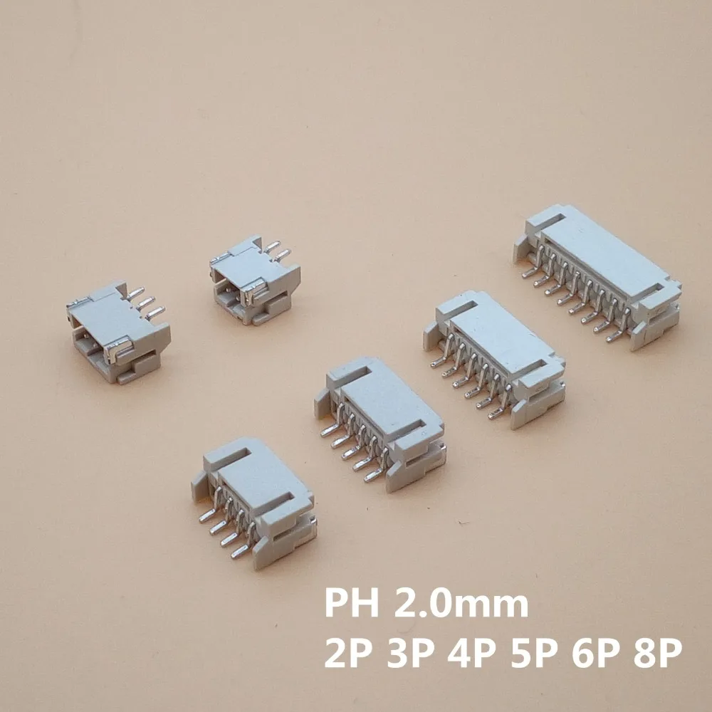 20 шт. SMD PH2.0 2 0 мм Шаг коннектор 2P 3P 4P 5P 6P 8P 10P горизонтальный разъем патч SMT