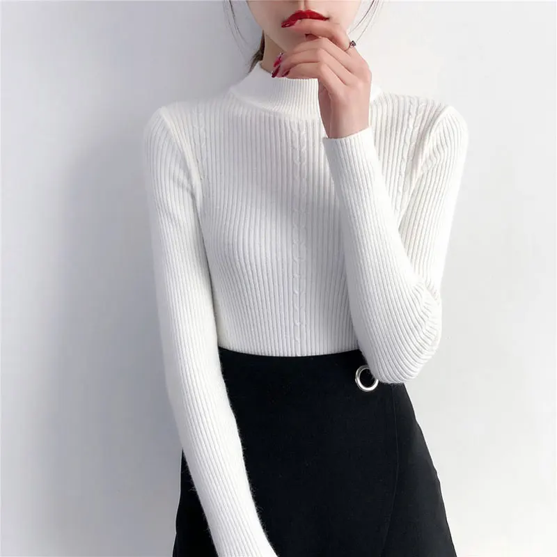 Женские свитера для женщин осень 2019 водолазка вязаный женский пуловер