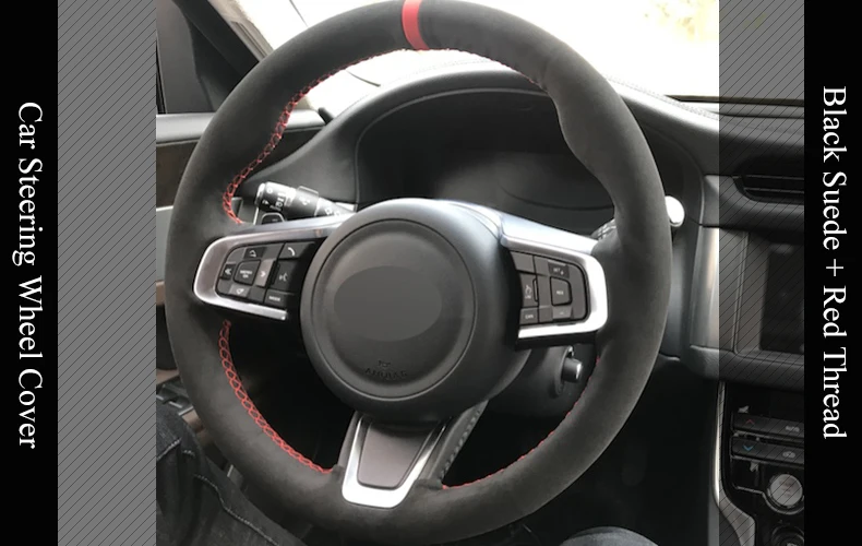 LQTENLEO черная замша DIY чехол рулевого колеса автомобиля для Jaguar XEL XFL- XE- XF- F-PACE E-PACE