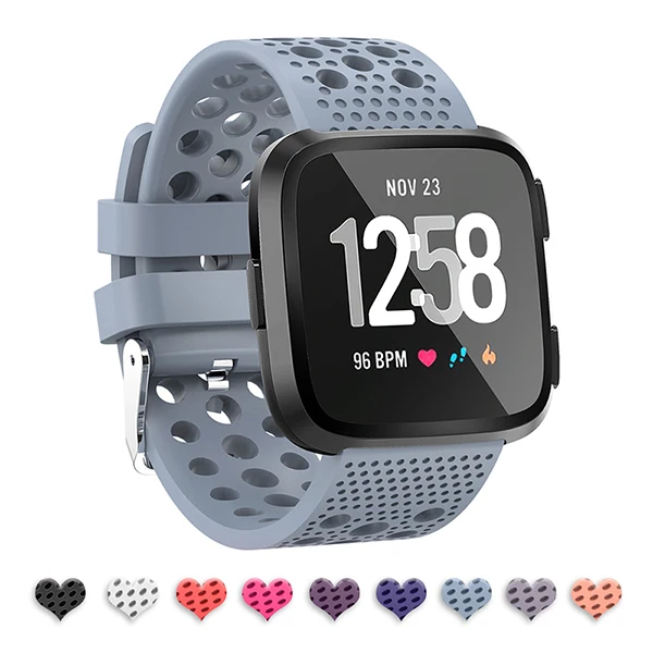 Grey Браслет для Fitbit Versa силиконовый регулируемый спортивный браслет дышащий ремешок для часов с отверстиями для воздуха для Fitbit Versa - Цвет: Grey