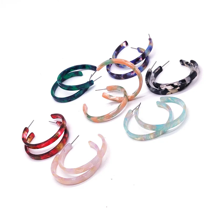 Fashion Simple and Colorful Retro Earrings C-shaped Resin Acrylic Sweet Wind Korean Jewelry Charm Accessories | Украшения и