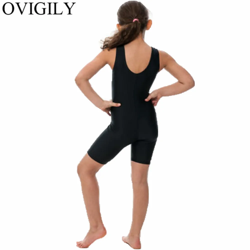Женский гимнастический костюм OVIGILY черный короткий купальник из спандекса и
