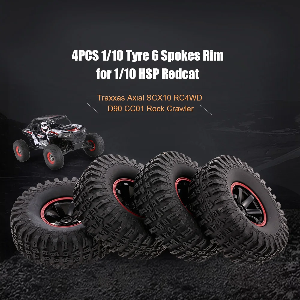 4 шт. RC шины 1/10 96 мм 115 для багги 6 спиц обод HSP Redcat Traxxas Axial SCX10 RC4WD D90 CC01 автомобильные