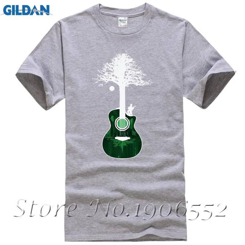 Men's Geek Acoustic Guitar Shirt Custom Short Sleeve Tree Root Tee Shirts Hip Hop Top Tees Any Logo Size | Мужская одежда
