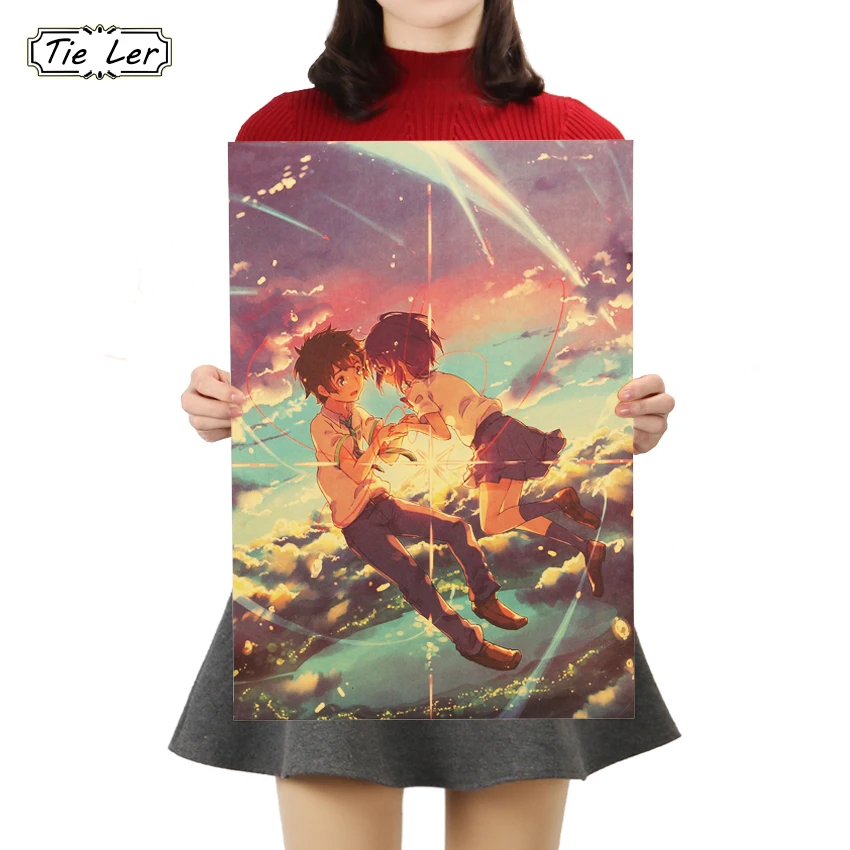 

TIE LER Your Name Poster Cafe Bar Home Decor Painting Anime Kraft Paper Wall Sticker Wallpaper 50.5x35cm