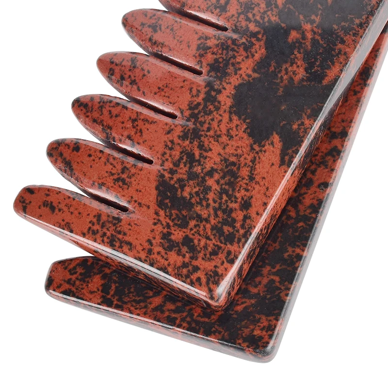 Натуральный камень Расческа Щетка для волос Mahagony яшма кожи головы нефрит массажа