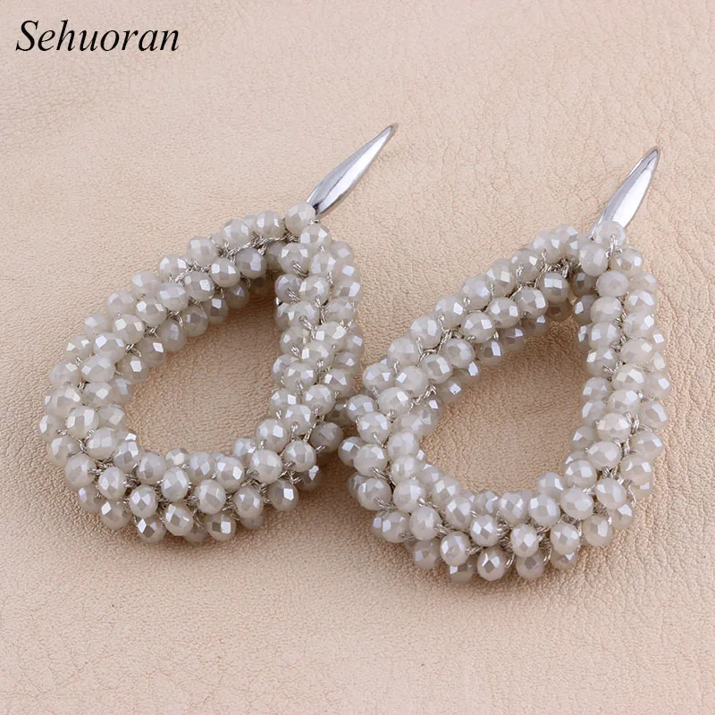 Sehuoran висячие серьги для женщин большие Искусственные граненые бусины ручная
