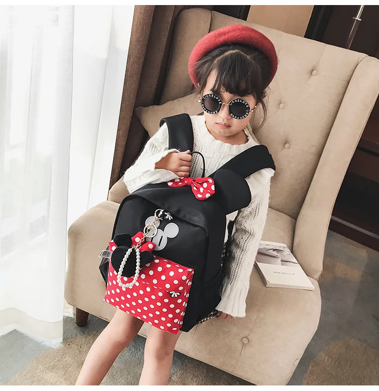 Милый мультяшный рюкзак с Микки Маусом для детского сада, модный нейлоновый рюкзак для девочек и мальчиков 3-6 лет, школьная сумка с Минни Маус