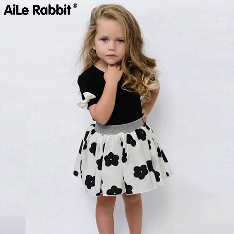 Комплект для девочек с коротким рукавом и бантом из двух предметов | Мать ребенок