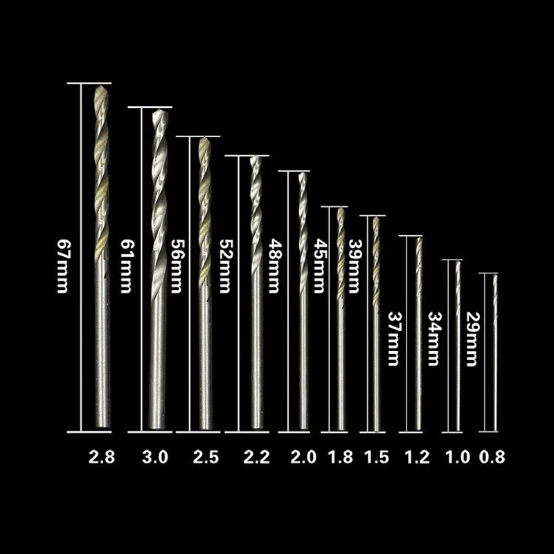 Набор миниатюрных спиральных Сверл из быстрорежущей стали 10 шт./компл. 0 8 мм 3