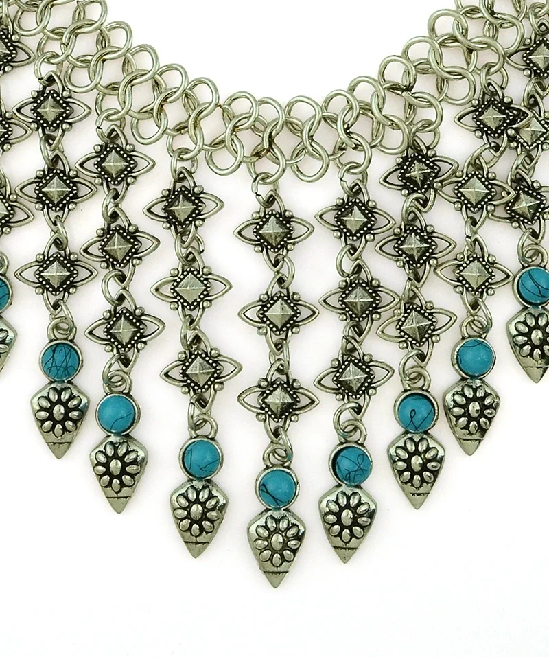Винтажное ожерелье с цыганской резьбой цветочный воротник массивное монеткой