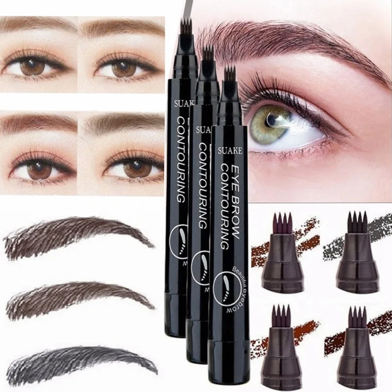 Eyebrow Pen Eye Makeup Waterproof 4 Fork Portable Beauty Tool for Women Lady QRD88 | Красота и здоровье
