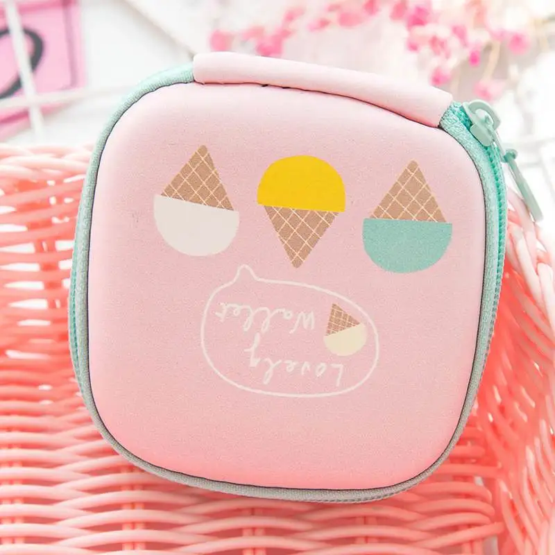 pink ice cream NIBESSER женский портативный мини PU кошелек наушники с «молнией» чехол для наушников сумка органайзер для usb наушников сумка Функциональная сумка для девочек - Цвет: pink ice cream