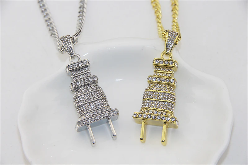 Модные ювелирные изделия мужские Iced Out Bling подвеска в виде вилки ожерелье Золото