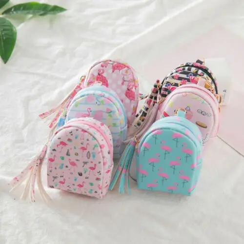 Милый женский цветочный мини кошелек фламинго для карт дорожный Органайзер