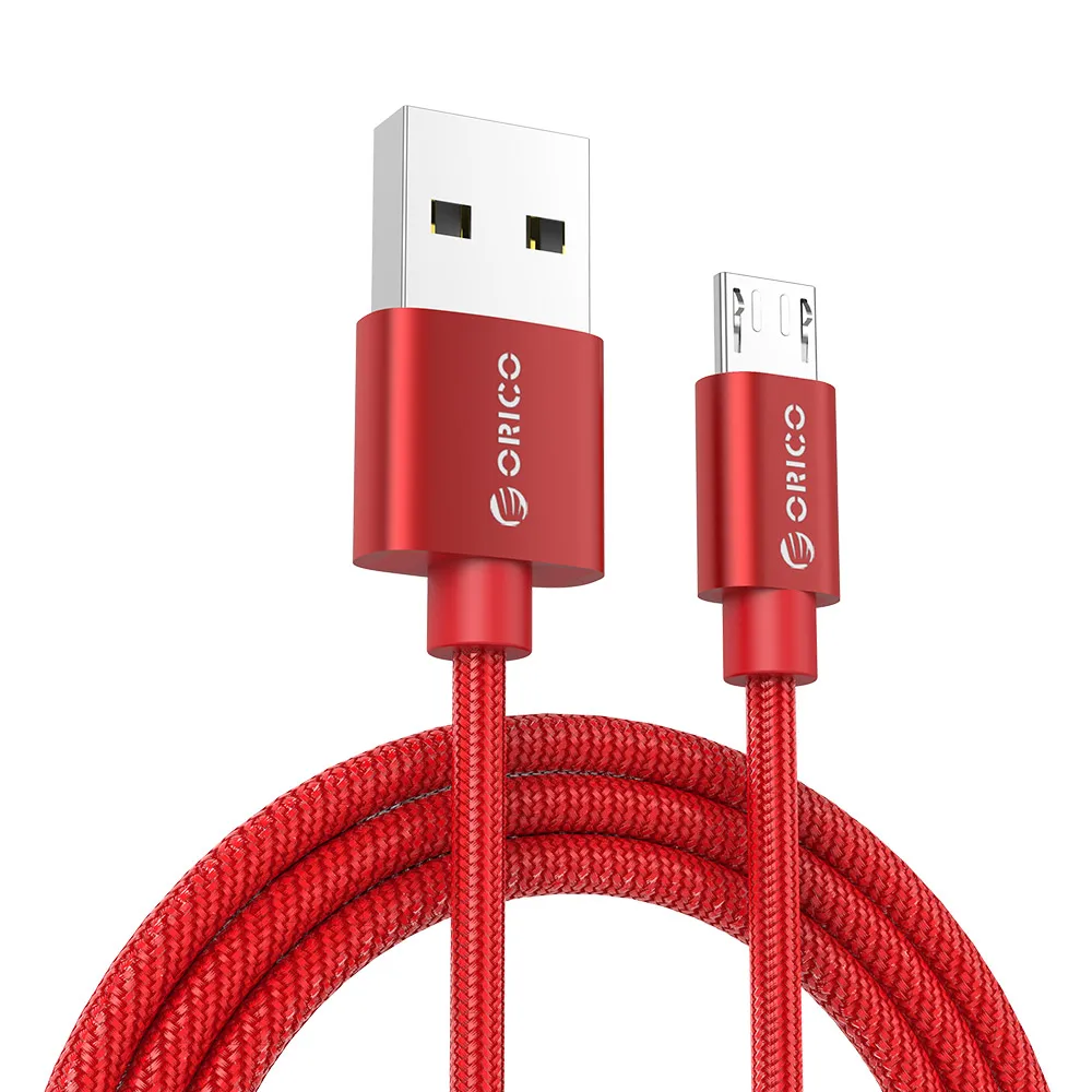 ORICO 2.4A Micro USB кабель нейлон быстрое зарядное устройство кабель для передачи данных Универсальный Android мобильный телефон зарядный кабель для samsung Xiaomi LG - Цвет: Красный