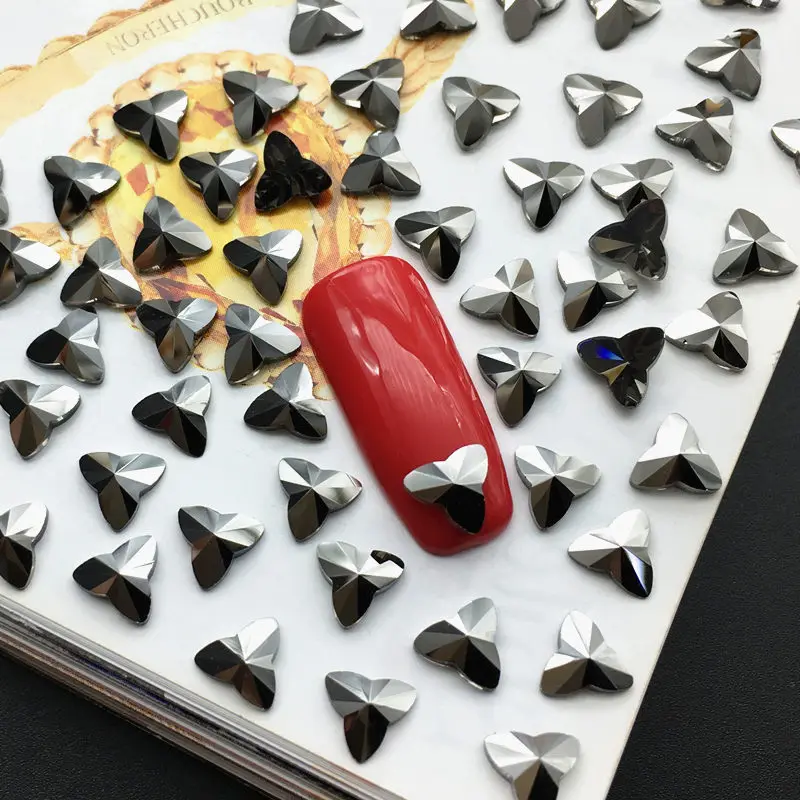 Трехфольгированные рудные черные струйные хрустальные камни с плоской задней