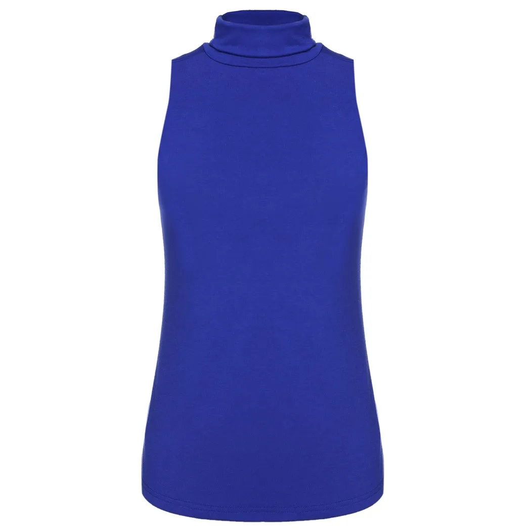 2017 Direct Selling Real Turtleneck Spandex Cotton Blusa Camisetas Women Turtle Neck Sleeveless Solid Slim Stretch Casual Tops | Женская