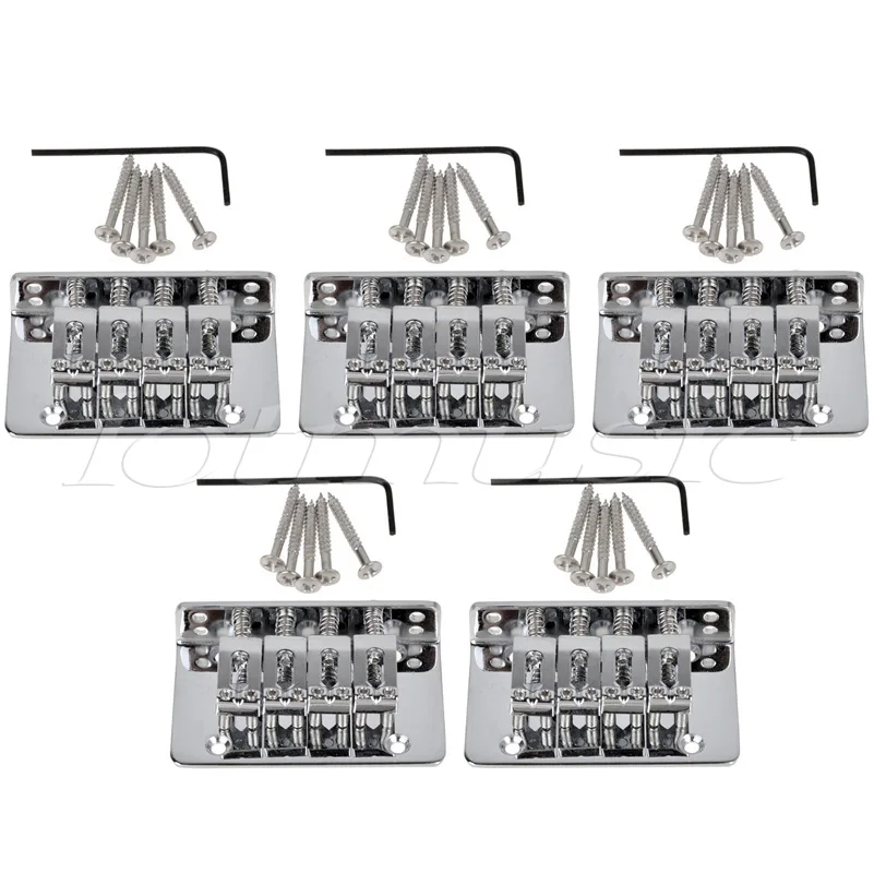 

5 sets Chrome 4 String Fixed Bridge For Mandolin Ukulele Cigar Box Guitar