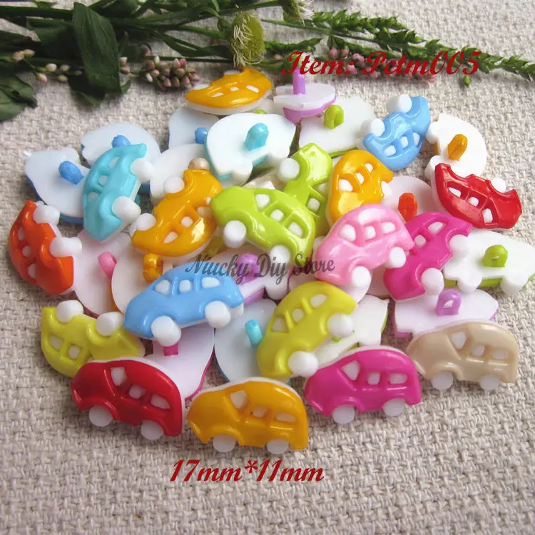 120 шт./лот маленькие автомобильные пуговицы разноцветные Мультяшные аксессуары