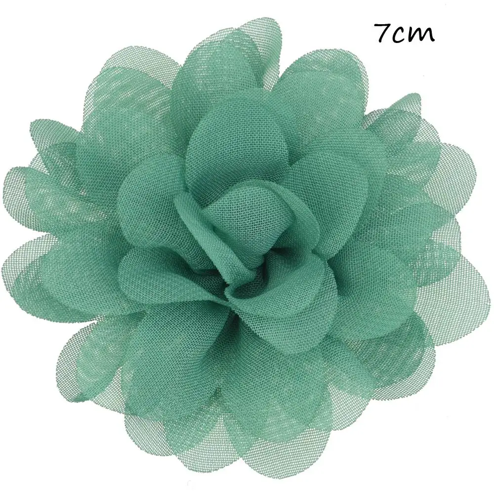 Dark Green 22 шт. Сатиновые Цветы DIY аксессуары для волос тканевые цветы 7 см шифоновые цветочные аксессуары для волос повязка на голову без бантов без заколки - Цвет: Dark Green