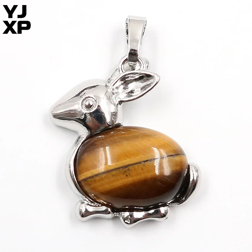 YJXP 1 шт. натуральный кристалл бусы кролик кулон для ожерелья посеребренные милые