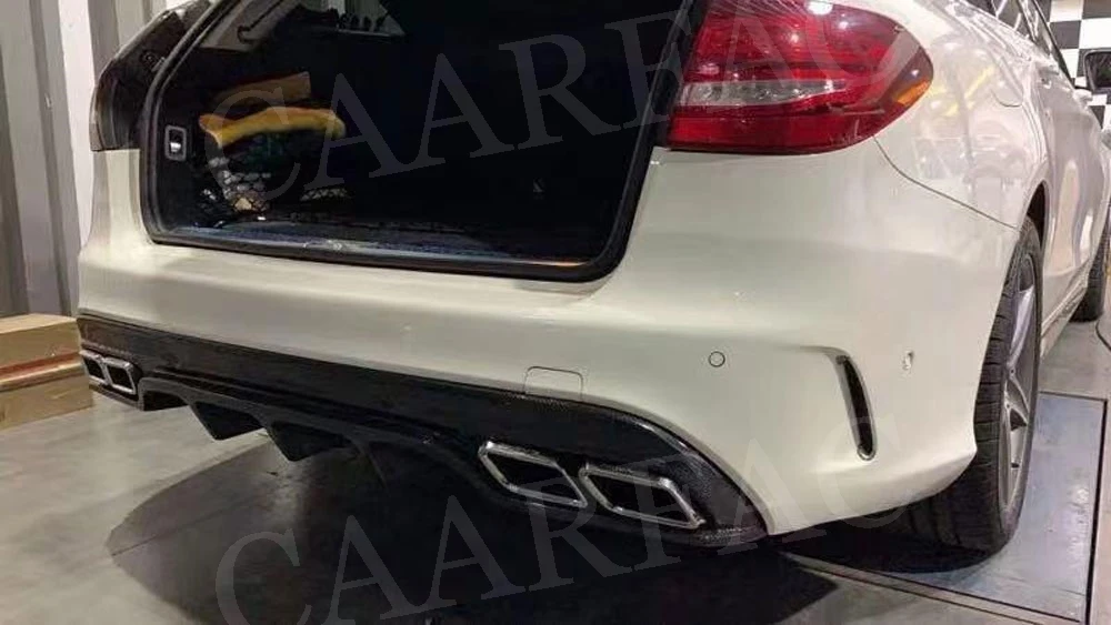 Рассеиватель задней губы из углеродного волокна спойлер для Mercedes Benz C class W205 Седан 4 двери C180 C200 C300 C63- FRP автомобильный бампер