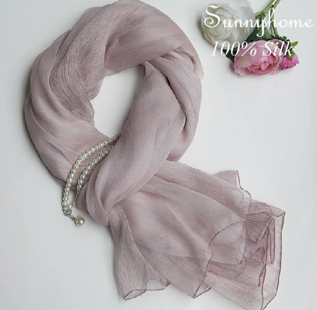 

100% Pure Silk Summer scarf Womens Scarfs Fashionable bufandas mujer 2016 Pink Gray Color Soft Thin Shalinas y Pashminas Scarves