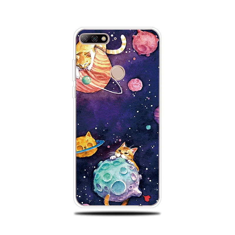 Space Fantasy Silicone Phone Case For Huawei Y5 Y6 ii Prime 2017 2018 Cover Y7 Pro Y9 2019 |